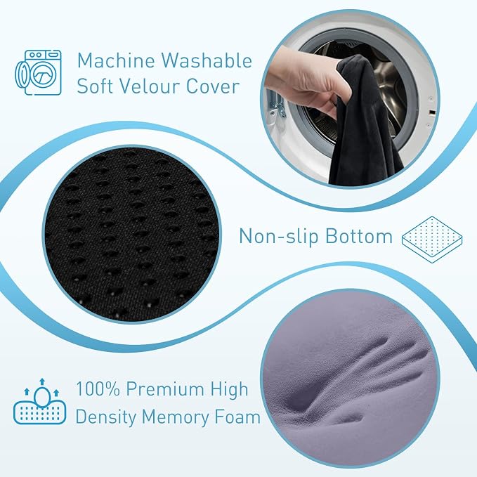 BlissTrends Thick Seat Cushion for Office Chair & Car Seat, XL, Black | Memory Foam with Removable Cover, Ergonomic Tailbone & Sciatica Support for Pressure Relief and Long Sitting, 3.9" Thick - Image 3