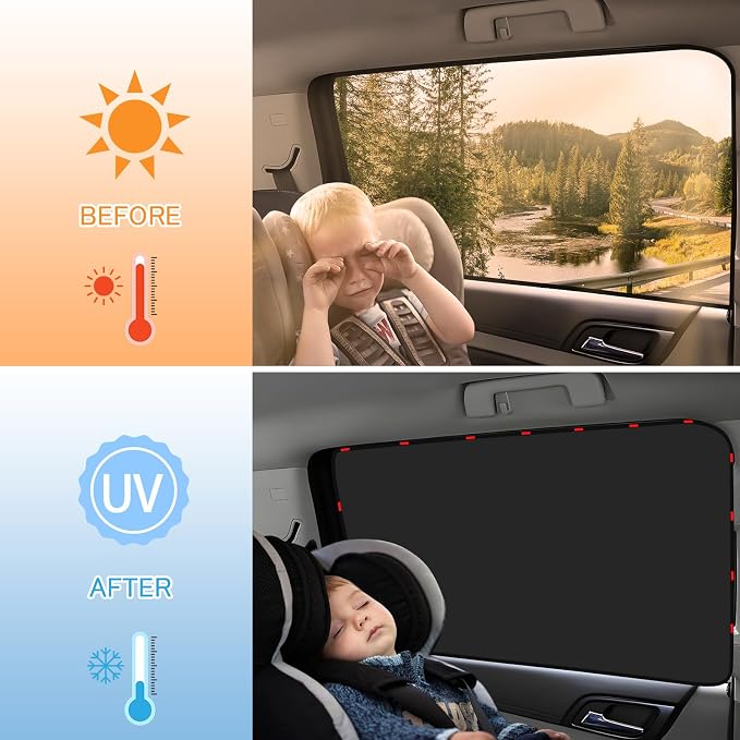ZATOOTO Magnetic Side Window Sun Shade, Car Window Covers, Heat Reflective | 4 Pack Car Curtains for Privacy, UV Block, Keeps Cooler, Metal Frame Fit, Taking a Nap, Changing Clothes, Camping - Image 7