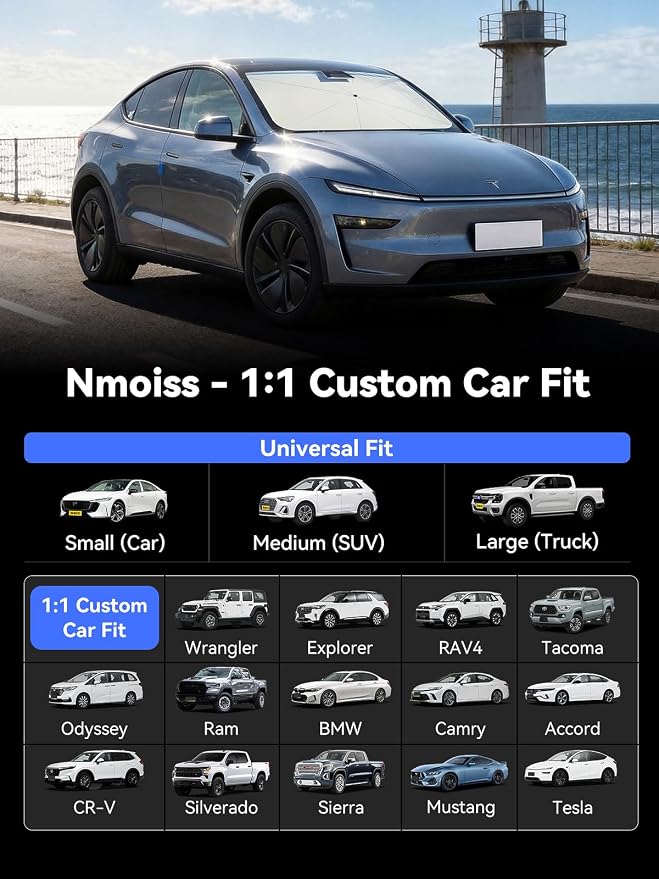 Nmoiss Windshield Sun Shade Umbrella for BMW - [Vinyl Coating Heat Shield] Protect Car from Sun Rays & Heat Damage Keep Cool and Protect Interior - Image 7
