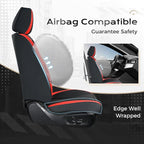 Coverado Seat Covers, Car Seat Covers Front Seats, 2 Pack Black and Red Leather Seat Covers, Waterproof Car Seat Protector with Lumbar Support, Front Seat Covers Universal Fit for Most Cars - Image 4