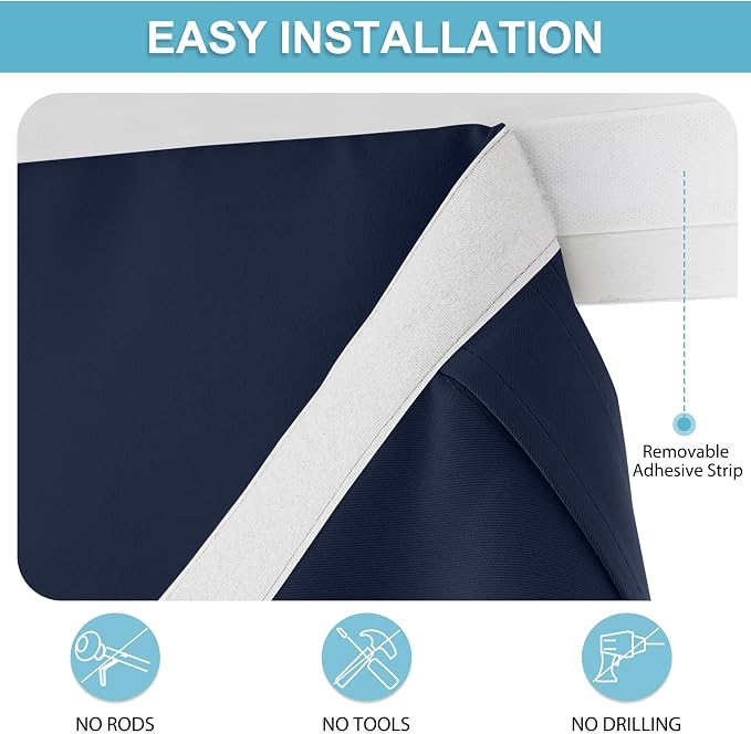 RYB HOME Blackout Door Curtain for Patio Front Tricia French Door Window | Thermal Insulated, Self Adhesive, Privacy, For Patio Kitchen Front Entry Front Back Door Glass Window, W30 x L69, 1 Panel - Image 2