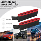 2PCS Car Seat Gap Filler Organizer, Leather Seat Gap Catcher Holder Pocket for Phones Keys Glasses, Auto Center Console Side Crevice Stopper Storage Box, Universal for Vehicles (Black/Red) - Image 4