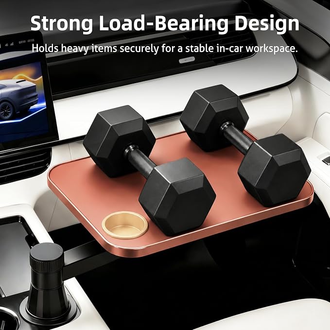 360° Rotating Car Desk Tray for Laptop & Food, Fits Tesla Model Y/3/S | 360° Rotating Car Desk, Premium Leather, Cup Slot, Adjustable for Laptop & Food, Fits Tesla Model Y/3/S & Most Cars - Image 3