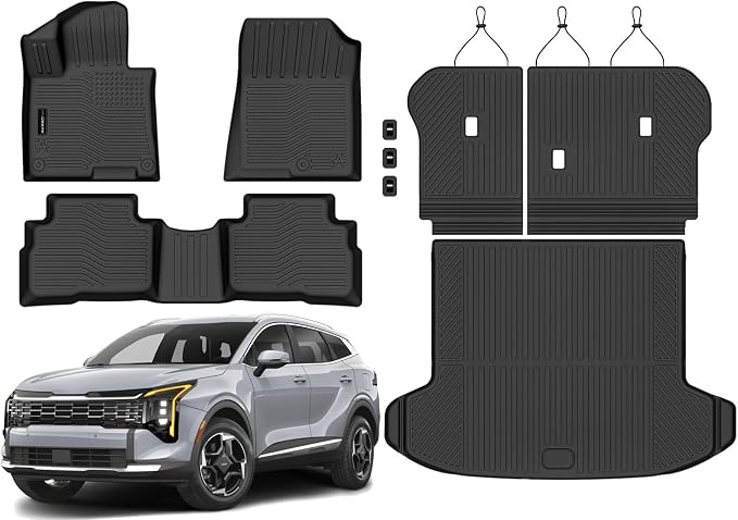AUXKO Floor Mats Cargo Mat Backrest Mat for Kia Sportage 2026-2023 Gasoline | High Wall,All-Weather,All Season,Odorless,Anti Slip,Rain&Salt Resistant,TPE Material,Black,Accessories,Pet Friendly by AUXKO