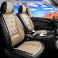 Fit Ioniq Seat Covers Custom Fit for Hyundai Ioniq 2017-2026, Front Pair | Premium Leather Full Coverage Protector, Waterproof, Breathable, Scratch Resistant, Easy Wipe, Airbag Compatible, Black+Beige by FiveFox