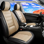 Fit Sonata Seat Covers Custom Fit for Hyundai Sonata 2007-2026, Front Pair | Premium Leather Full Coverage Protector, Waterproof, Breathable, Scratch Resistant, Easy Wipe, Airbag Compatible, Black+Beige by FiveFox