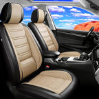 Fit Santa Cruz Seat Covers Fit for Hyundai Santa Cruz 2022-2026, Front Pair | Premium Leather Full Coverage Protector, Waterproof, Breathable, Scratch Resistant, Easy Wipe, Airbag Compatible, Black+Beige by FiveFox