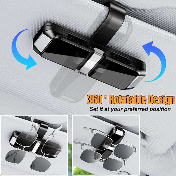 Dsycar 2 Pack Sunglasses Holder for Car, Double Holder Visor Sunglass Clip | One-Handed-Operation Easy Access Storage for Driving,Universal Fits Anti-Scratch Car Sun Visor Accessories - Image 2