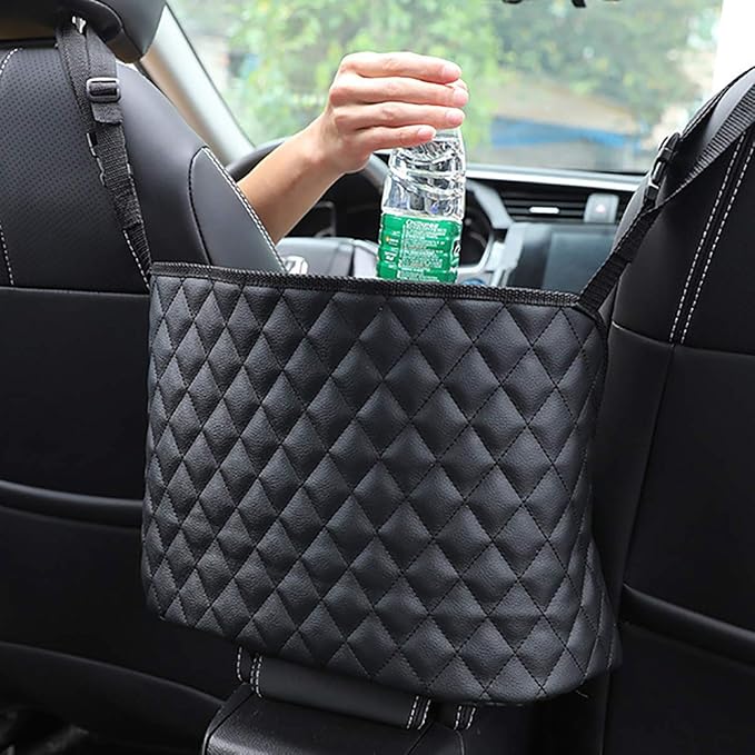 Car Handbag Holder Between Seats Back Storage Organizer Net Pocket Purse Holder Tissue Purse Holder, Driver Storage Pouch for Handbag Cup by ANLEM
