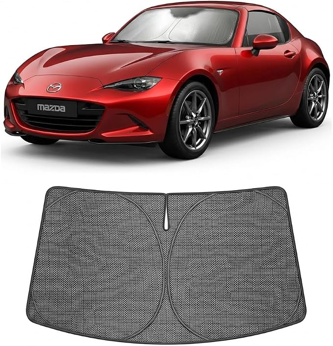 Proadsy Custom Fit Car Windshield Sun Shade for 2016-2026 Mazda MX-5 Miata | Ice Crystal Micro-Refraction Blocks 99% UV, Drops Cabin Temp 54°F. Foldable Full Coverage for Summer Parking/Camping Privacy by Proadsy