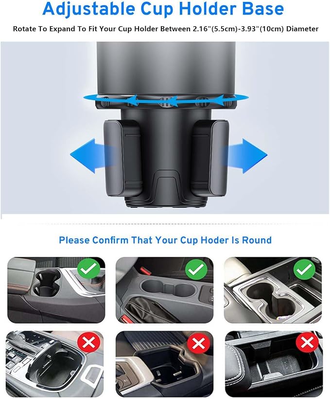Cup Holder Expander for car 2 in 1 Multifunctional Car Cup Holder Extender Adapter with Adjustable Base Compatible with Hydro Flask,Yeti, Nalgene,32/40 oz Large Bottles Drinks Mugs-Large - Image 3