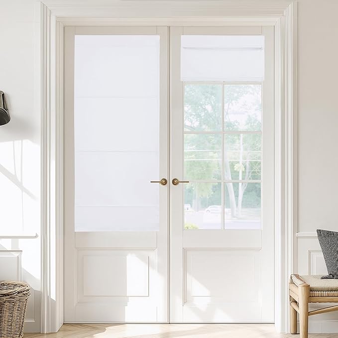 NICETOWN Blackout Door Blinds for Windows Cordless Blinds Temporary Shades | No Drill Room Darkening Shade for Bedroom Bathroom Kitchen Office (Pure White, 30 x 64 inch Long, 1 Panel) by NICETOWN
