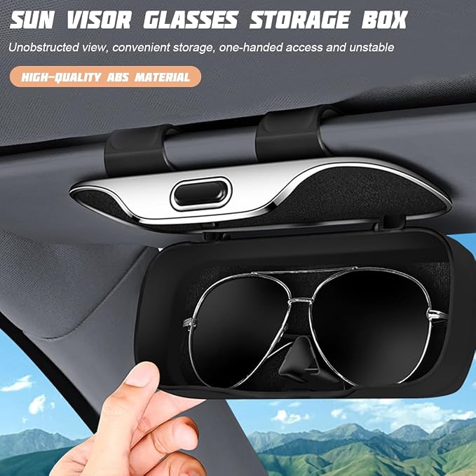 Zipelo 7.09 x 2.56 Inch Car Sun Visor Sunglasses Case, Coffee | ABS construction, push-bounce opening, clip-on mounting, holds eyewear tickets and cards, car interior accessories - Image 5