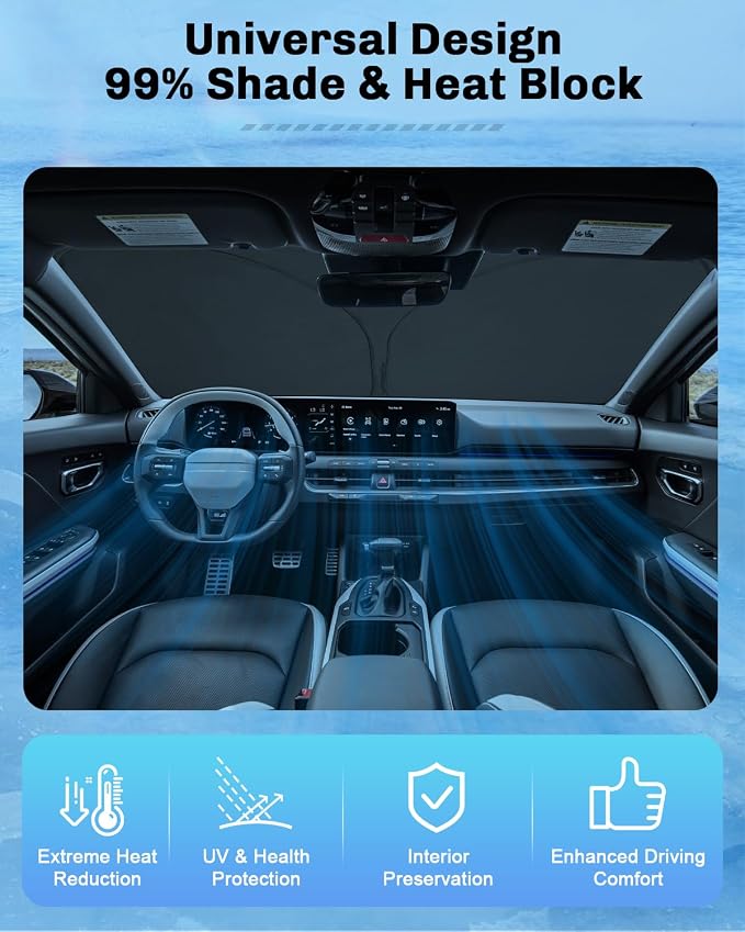 SXCY for 2025 2026 Kia K4 Windshield Sunshade for 2026 Kia K4 Accessories Sunshade Foldable Sun Shield 2025 K4 Sunshade Sun Protector Front Windows Sun Protection Block UV Rays - Image 3