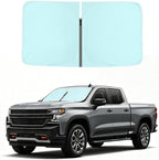 Windshield Sun Shade for Chevy Silverado/GMC Sierra 1500 2500 3500 2019-2026, Foldable Front Windshield Sunshade UV Blocker, Custom Fit Car Sun Shade for Truck Interior Heat Protection by CORROY