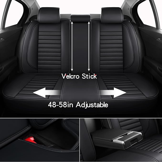 MINGBRON Car Seat Covers,Car Seat Protector Waterproof,Seat Covers Full Set, Car Seat Protectors,Automotive Seat Covers Fit for Most Cars Black - Image 5