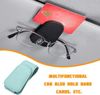 Sunglasses Holder for Car Visor, Microfiber Leather Magnetic Sun Visor Eyeglasses Hanger & Ticket Card Clip, Multi-Function Automotive Interior Glasses Mount, Universal Fit (Sky Blue) - Image 6