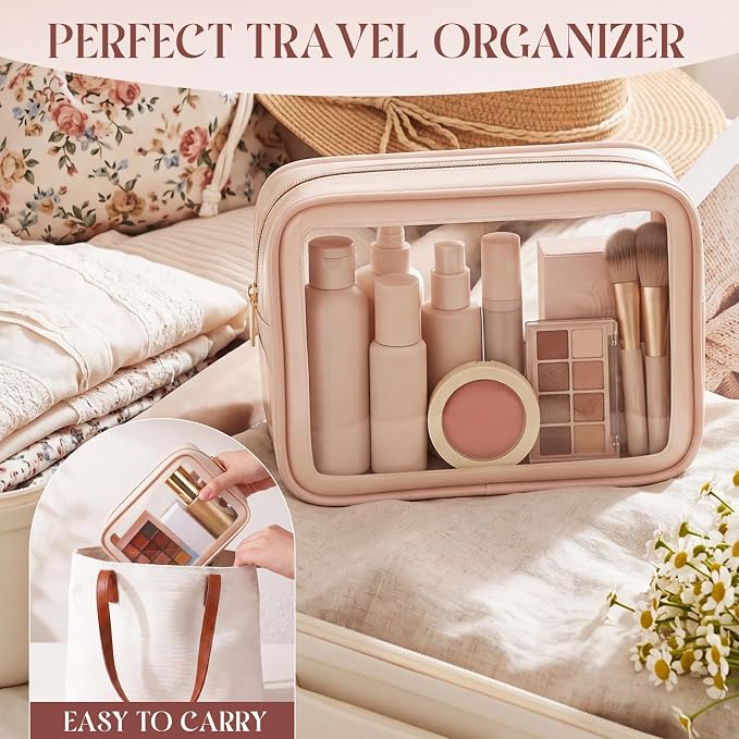 Hsei 12 Pcs Clear Makeup Bags Diaper Bag Organizer Travel Toiletry Bags with Zipper Clear Cosmetic Organizer Car Storage Pouch Bridesmaid Gift for Women Beach Vacation (Skin Tone) - Image 5