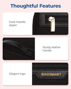 BAGSMART Compact Makeup Bag, Make Up Bag with Multiple Compartments for Organizer, Durable Cosmetic Organizer for Women for Travel Accessories (Black - Image 7