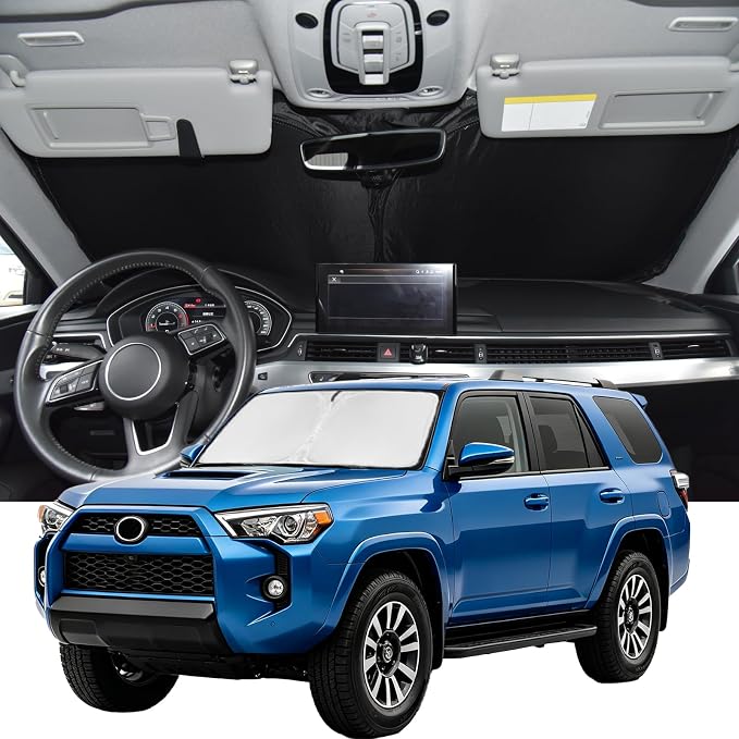 Windshield Sunshade for Toyota 4RUNNER 2025-2026 Sun Shade | Upgrade 4 Layers Blocks UV Rays Custom Fit 4RUNNER Car Window Shades Windshield 240T Keep Cool Foldable Car Accessories by ZOIBVCARSUNSHADE