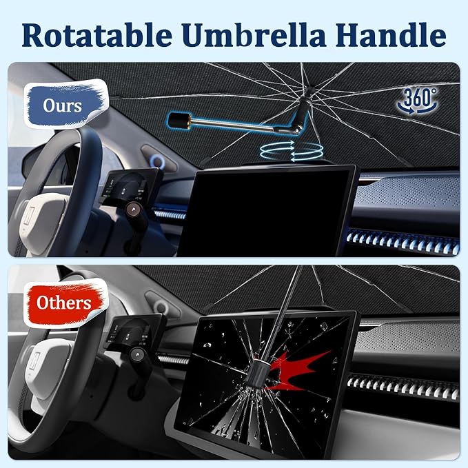 [2026 Upgraded] Windshield Sun Shade Umbrella(Small-55 L x 31" W) | Front Window Sunshade with Thermo Shield Fabric, Foldable Car Sun Visor for Heat Reduction and Interior Protection - Image 7