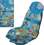 Horeset Sea Turtle & Plumeria Flower Ocean Car Seat Towel Cover – Absorbent Sand Proof Sweat Protector, Universal Fit for SUV Sedan Truck, Hawaii Beach Design by Horeset