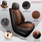 FREESOO for Toyota Tundra Seat Covers 2007-2021 Crewmax Cab 2 Front Set | 2pcs, Custom Fit, Airbag Compatible, Premium Waterproof Leather, for Truck Toyota Tundra Accessories, BlackBrown - Image 4