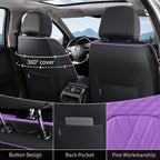 FLORICH Seat Covers for Cars Purple Leather Car Seat Covers Front Pair Breathable Automotive Car Seat Cover Non-Slip Easy Installation Comfortable Universal Fit for Most Car Truck SUV, Black&Purple - Image 2