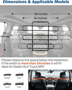 JOYTUTUS Dog Car Barrier, Pet Barrier Follow the Seat Movement 34"- 58" Width Adjustable SUV Dog Barrier for Back Seat, Vehicle Gate Heavy Duty, Ideal for Sedans SUVs Trucks MPVs - Image 5