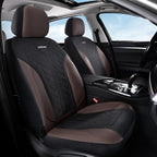 Coverado Seat Covers for Car 5 Seats, Leather Car Seat Covers Fullset, Breathable Mesh Front and Rear Protectors, Coffee Luxury Automotive Covers, Universal Fit for SUV, Truck, Sedan - Image 2