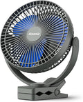 Koonie 8" Clip on Fan, 10000mAh Rechargeable Battery, Strong Airflow | 4 Speeds, Sturdy Clamp, Ideal Portable USB Desk Fan for Office, Golf Cart, Camping, Travel, Tent, Outdoor, Treadmill & Gym by Koonie