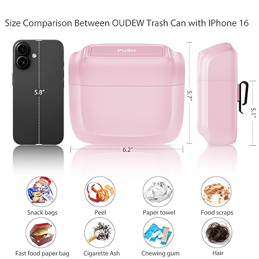2 Pack Car Trash Can with Lid, Built-in Storage Garbage Bag, Pink | Leakproof Car Door Trash Can with Hook, for women, 60pcs Trash Bags, Mini Automotive Garbage Bin for Vehicle, Office, Home - Image 2