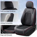 Coverado Chevy Chevrolet Silverado GMC Sierra Seat Covers Full Set, Custom Fit for 2014-2018 1500, 2015-2019 2500HD 3500HD Crew Double Extended Cab, Faux Waterproof Leather Seat Covers (Redline) - Image 4
