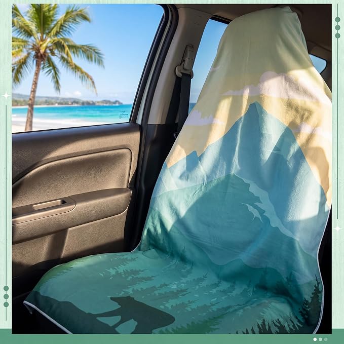 2 Pack Car Seat Towel Covers, 63 x 32 Universal Non Slip Microfiber Sweat Protector for Gym Running Swimming Yoga, Washable Bucket Seat Covers for Cars Trucks SUVs(Mountain Bear) - Image 4
