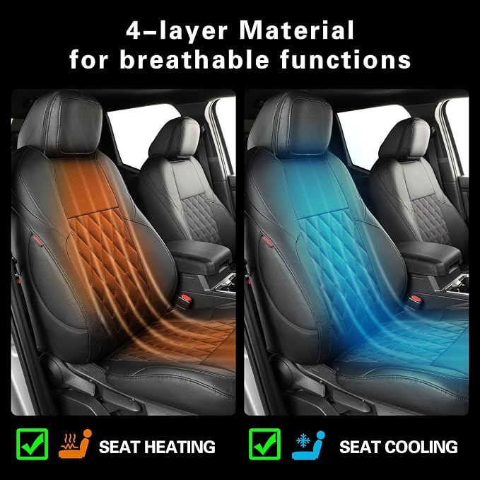 Tacoma Hybrid Leather Seat Covers Full Set for 2024-2026 Toyota Tacoma TRD Sport,TRD Off-Road,Limited,Trailhunter,Fully Covered,Luxury Waterproof Car Seat Protector(Black & Diamond) - Image 3