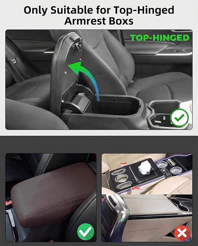 5-in-1 Car Center Console Cover Armrest Cushion with Cup Holder | 14.17x7.7x2.5" memory foam armrest cushion with tissue box & side storage pocket PVC leather protects console from pet claws - Image 5