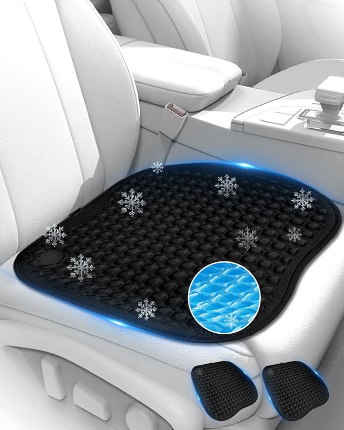 Cooling Ice Car Seat Cushion for Long Driving, Super Cold Car Cushion, Gel Seat Cushion Keep Cool for Long Car Rides (2 Pack) by Unknown