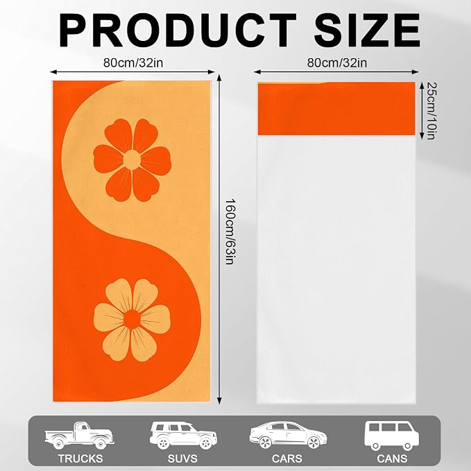 2 Pack Car Towels Seat Cover with Storage Bag, Multifunctional Microfiber Towel for Gym Outdoor Sport Running,Picnic, Beach, Pet Dog Travel,Fits Car SUV Truck (Flora Balance) - Image 3