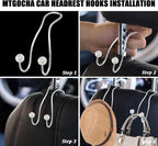 Bling Purse Hook for Car Headrest, Cute Car Seat Hooks (2Pack) | Upgraded,Durable Stainless,Car Purse Hanger,Purse holder,Rhinestones,Bag Hooks,Car Hooks for Purses and Bags Cute,White - Image 4