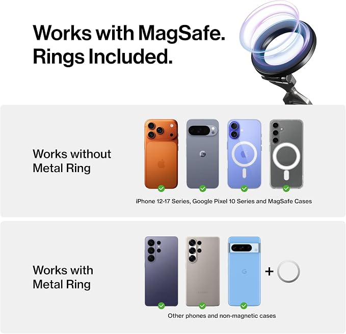 Statik HyperMount (Gen 3) Magnetic Phone Holder, for iPhone and Android | Upgraded Magnet Strength, Nano-suction Adhesive Gel, 360° Rotation, Compatible with MagSafe, Metal Rings for Android - Image 6