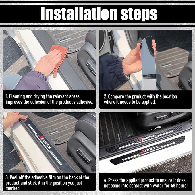 4PCS Car Door Sill Protector, Sport Carbon Fiber Anti-Slip Vehicle Door Edge Scratch Protection, Self-Adhesive Automotive Entry Guard Decoration Sticker, Universal for SUV RV Truck - Image 5