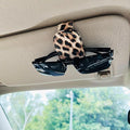 Sunglass Holder for Car Visor, Cheetah Leopard Magnet Sunglasses Holder for car Leather Sunglasses Holder and Ticket Card Clip Car Visor Accessories by FLYEEGO