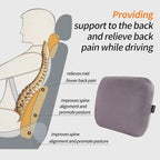 Latex Lumbar Support Pillow for Car Seat Cushion Lower Back Pain Relief | Memory Foam Suede, Thin Waist Support, Ergonomic, Office Chair, Driver Road Trip Accessories for Women Men, Grey - Image 3
