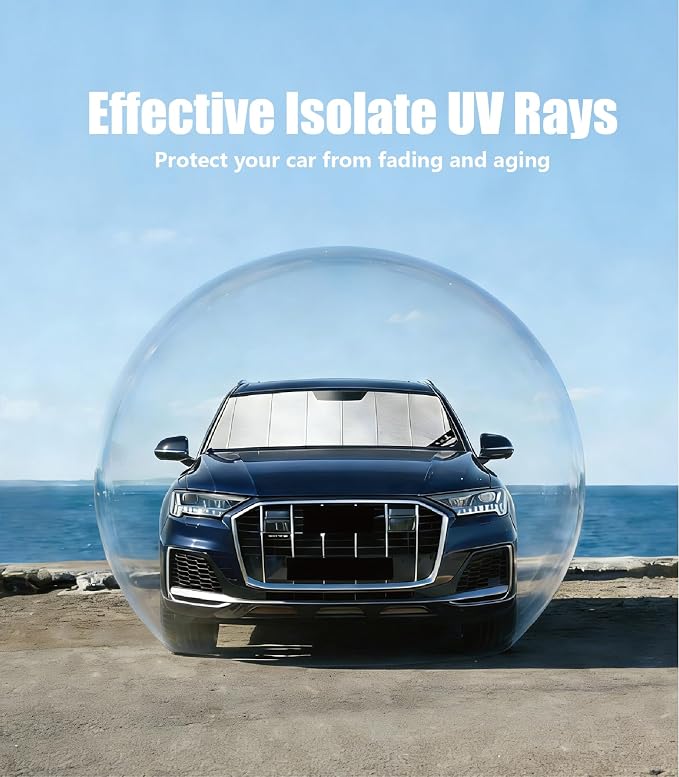 Windshield Sun Shade for Toyota RAV4 2026, Vehicle-Specific Design | Precise Coverage Blocks Heat Keep Interior & Dashboard Cool Silver Coating Fast Set Up Travel Daily Commuting Custom-fit - Image 6