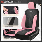 Coverado Car Seat Covers 2-Pack, Luxury Front Seat Covers, Automotive Car Seat Protectors, Pink Driver Seat Covers Universal Fit for SUVs, Trucks, Sedans - Image 2