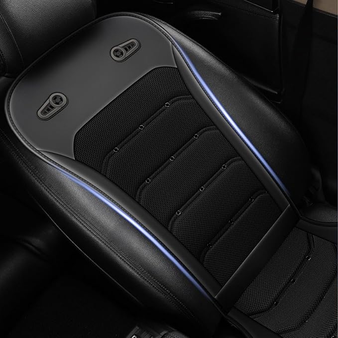 Cooling Car Seat Cover: 2-in-1 Car Seat Cushion with Massage & Ventilation, 12V/24V Universal Fit for Car/Truck/SUV, Intensity, Breathable & Comfortable (Black) - Image 8