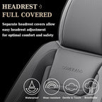 Coverado Car Seat Covers Full Set, Seat Covers for Cars, Car Seat Cover, Car Seat Protector Waterproof, Leather Car Seat Cushion, Universal Car Interior Covers Seat Protectors for Most Cars Gray - Image 4