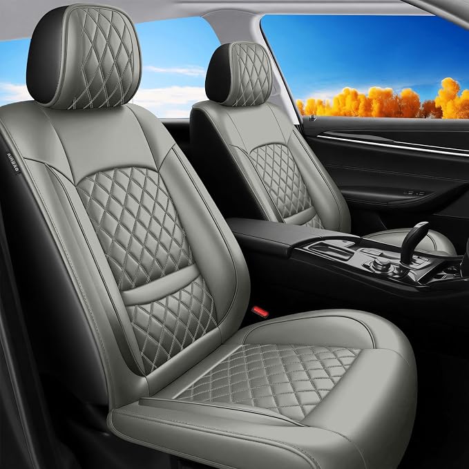 Avalon Seat Covers Custom Fit for Toyota Avalon 2001-2026 - Full Set Premium Leather, Waterproof, All-Weather, Airbag Compatible, Anti-Slip, Breathable, Only 2 Front seat Covers (Gray) by Unknown