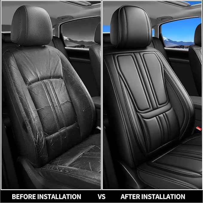 Fit Cherokee Car Seat Covers Compatible with Jeep Cherokee 2014-2024 2025 2026.Full Coverage Waterproof Leather,Compatible with Airbag,All - Weather Seat Cushion Protector(Full Set,Black) - Image 7