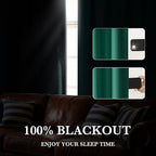 RYB HOME 100% Blackout Short Curtains for Small Window, Thermal Insulated | Total Room Darkening, Noise Reducing, Curtains for Basement Bathroom RV Cars, W29 x L30, Dark Green, 2 Panels - Image 5